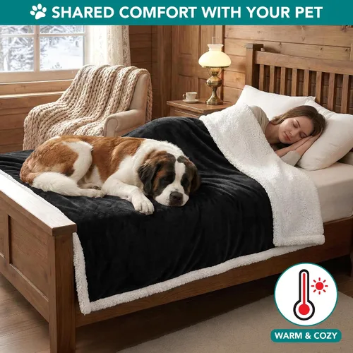 Vista 4 de PetAmi Manta para perros pequeños y medianos, manta de cama para mascotas, gatos, cachorros, gatitos, funda de vellón para muebles, protector
