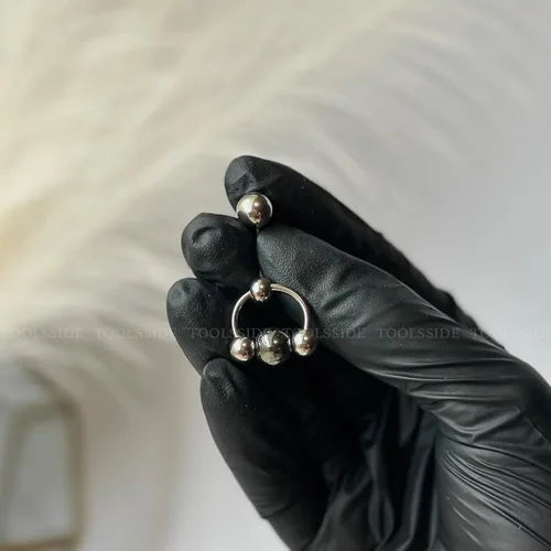 Vista 3 de VCH - Piercing de joyería para mujer, 14G, 5 bolas, de acero de hematita
