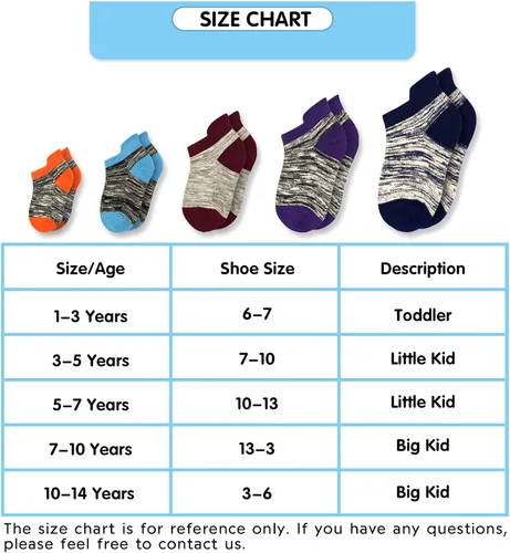 Vista 7 de ZERULETS Calcetines deportivos para niños y niñas, calcetines tobilleros a rayas, medio cojín, no visibles, de corte bajo, 12 pares de 1 a 14 años