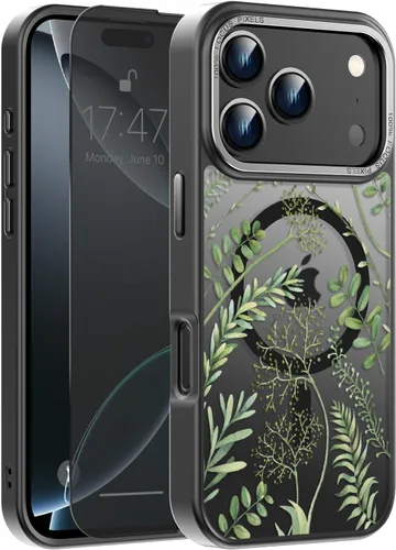 Vista 23 de Goodon para iPhone 15 Pro Max con protector de pantalla de privacidad, compatible con Magsafe, funda translúcida mate a prueba de golpes - Linda