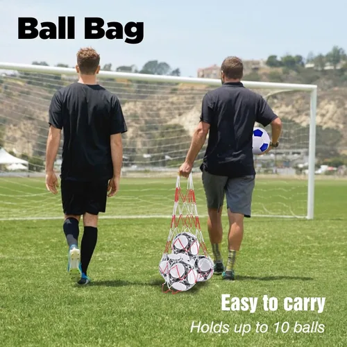 Vista 6 de Paquete de 6 pelotas de fútbol clásicas desinfladas tamaño 3/4/5 con bomba y bolsa de malla para interiores y exteriores, césped, entrenamiento