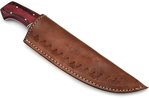 Vista 5 de Cuchillo Wild Turkey de hoja fija, acero al carbono, con funda de cuero