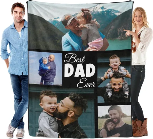 Vista 11 de Manta personalizada para el día del padre con foto, regalos personalizados para papá, papá, abuelo, papá, cumpleaños, Navidad