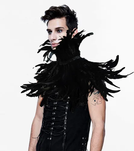 Vista 2 de LVOW - Disfraz gótico de plumas negras para hombre