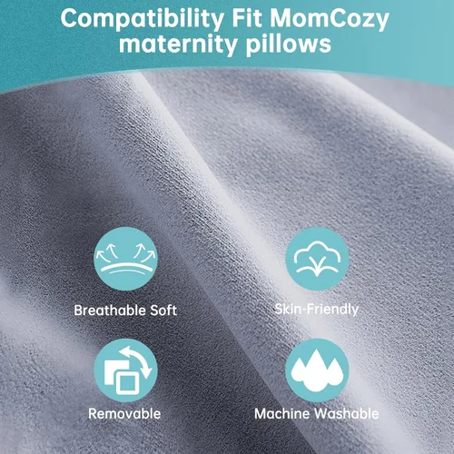 Vista 2 de Funda de repuesto para almohada de embarazo compatible con almohadas Momcozy, extraíble y lavable, funda de almohada suave en forma de U, protector