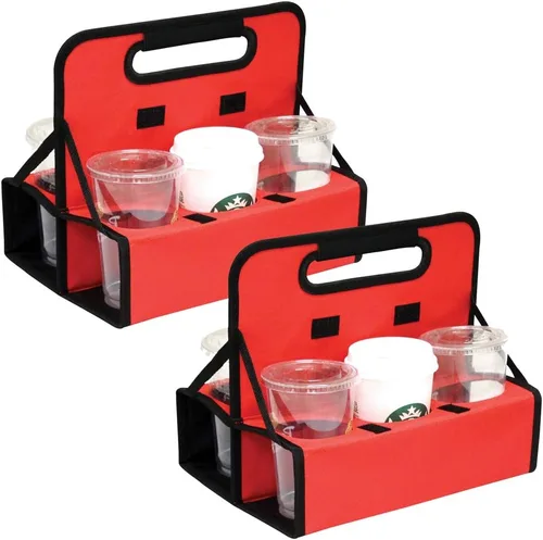 Vista 5 de Preferred Nation Portavasos reutilizable (juego de 2), capacidad para 6 tazas o latas de café de soda, marco resistente y base sólida, plegable