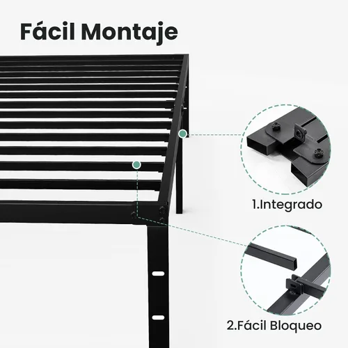 Vista 4 de Sweetcrispy - Marco de cama individual, plataforma de 12 pulgadas Easy Assembly, Twin Size 12 Inch Platform Bed Frame, Heavy Duty Metal Foundation