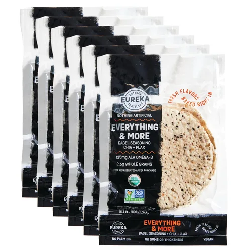 Vista 10 de Eureka Tortilla All Flavors - Paquete variado Tortillas de harina artesanales Mini granos enteros de 6 pulgadas Veganas, sin OMG, bajas