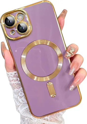 Vista 15 de OOK Magnatic - Funda para iPhone 11 Pro Max [compatible con MagSafe] protector completo de lente de cámara con borde electrochapado dorado, TPU