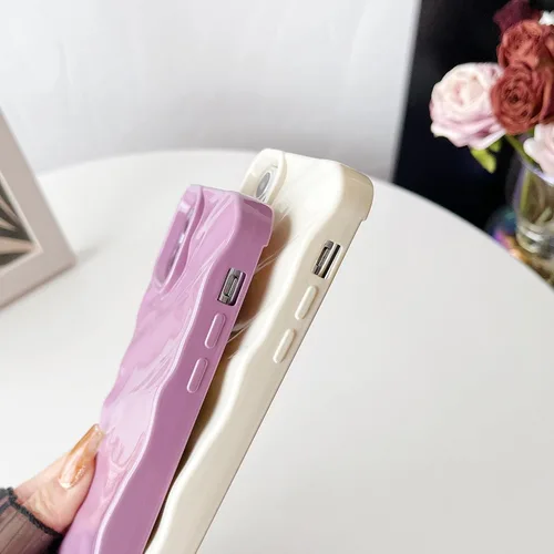 Vista 5 de Caseative Funda para iPhone 11 Pro Max, patrón de ondulación de agua, forma de onda rizada, suave, compatible con iPhone 11 Pro Max, morado Water