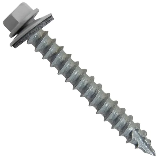 Vista 75 de TORNILLOS PARA TECHOS DE METAL #14: (250) Tornillos x 1" ABC GRIS Tornillo para techo de chapa metálica con cabeza hexagonal y arandela.