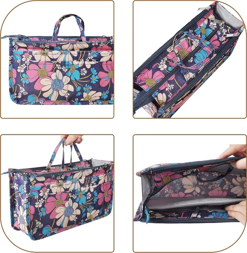 Vista 4 de Bolso de mano estilo cartera de Vercord para mujer con organizador incorporado, estampado bien definido, con manijas y cremallera, tamaño 2