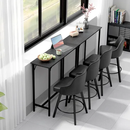 Vista 5 de VINGLI Mesa de bar de 43 pulgadas de alto, rectangular de madera, angosta, larga, altura de mostrador, para cocina, sala de estar, comedor, sofá