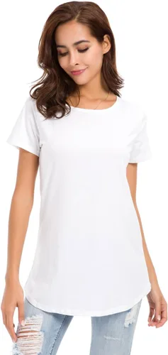 Vista 4 de LUSMAY Camiseta casual de manga corta con abertura lateral para mujer
