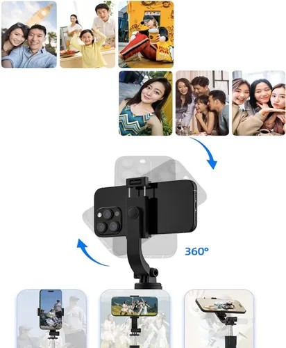 Vista 7 de Trípode de teléfono de 67 pulgadas y trípode de viaje para selfies de iPhone, con soporte para teléfono, rotación de 360°, palo selfie extensible