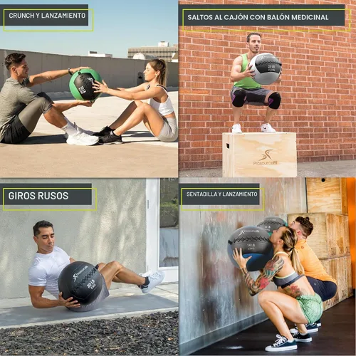 Vista 6 de ProSource Soft Medicine Balls for Crossfit Wall Ball and Full Body Dynamic Exercises, Color-Coded Weights: 6, 8, 10, 14, 20, 25 lb.