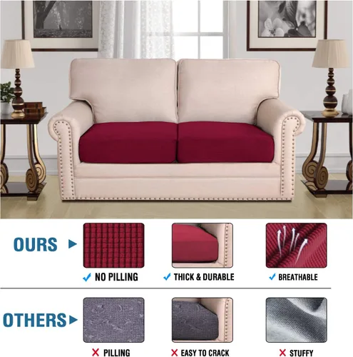 Vista 48 de H.VERSAILTEX - Fundas elásticas para cojín de sofá individual, fundas de asiento para silla de sofá, protector de cojín con tejido jacquard de sarga