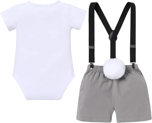 Vista 2 de IBTOM CASTLE Baby Boy - Traje de conejo de Pascua para bebé niño My First ST Patrick's Day Outfit con tirantes para fiesta de fotos