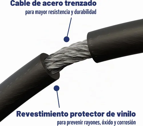Vista 4 de BRINKS Cable de bloqueo de bicicleta resistente para exteriores de 6 pies, grueso, diseño antirrobo, combinación de 4 diales reiniciable
