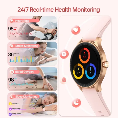 Vista 2 de Woneligo Relojes inteligentes para mujeres, pantalla táctil HD de 1.57" (2 bandas) con Bluetooth para llamadas (hacer/responder), rastreador