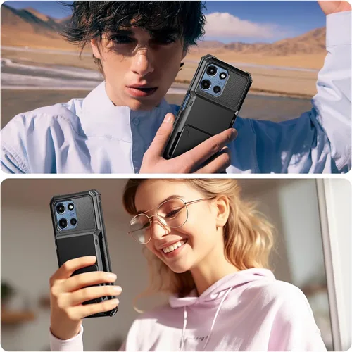 Vista 7 de Vofolen Funda tipo cartera para Moto G Play 2025 con tarjetero de doble capa, resistente, a prueba de golpes, protección contra caídas, tapa oculta