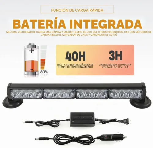 Vista 3 de Barra de luces estroboscópicas de emergencia de policía roja/azul de 19 pulgadas para camiones/vehículo/coche, mini faro de advertencia de destello