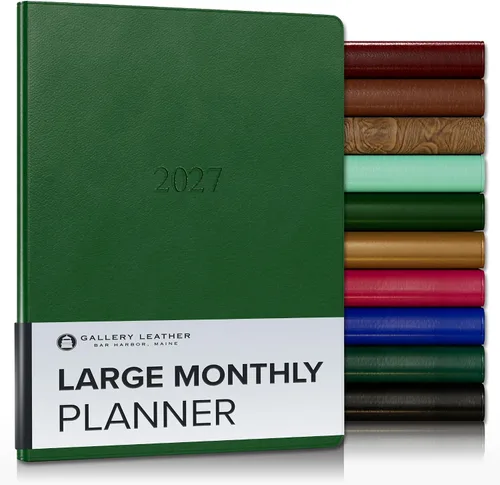 Vista 50 de Gallery Leather Agenda mensual grande 2026-2027 Acadia Navy