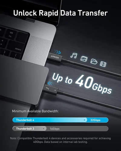 Vista 3 de Anker Cable Thunderbolt 4 USB C a USB C (240 W, 2.3 pies)