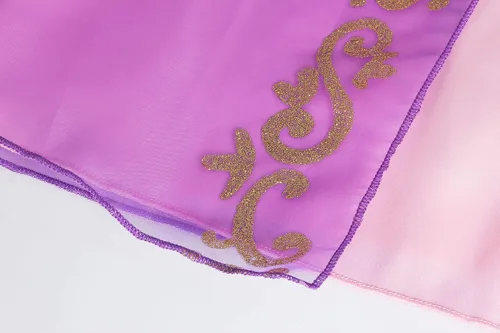 Vista 8 de ReliBeauty - Disfraz de vestido de princesa con mangas abullonadas para niñas., Morado_1(con accesorios)