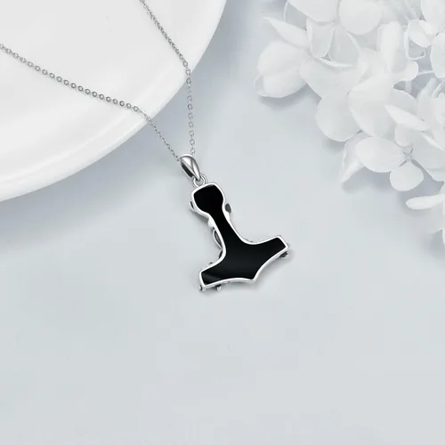 Vista 5 de Thor Hammer Necklace 925 Sterling Silver Mjolnir Tree of Life Pendant Necklace Viking Vegvisir Jewelry for Women wife Mom