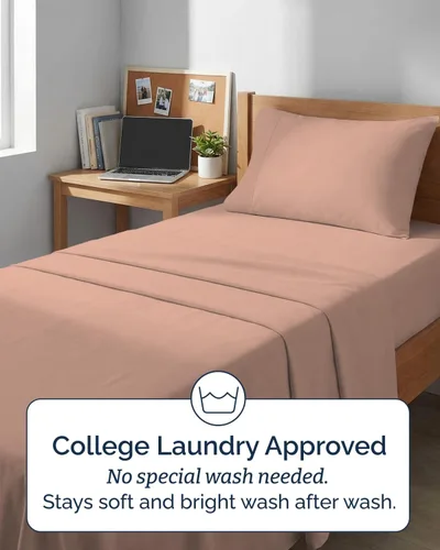 Vista 426 de Extra Deep Twin XL Sheet Set - 3 Piece College Dorm Room - White 01-Blanco