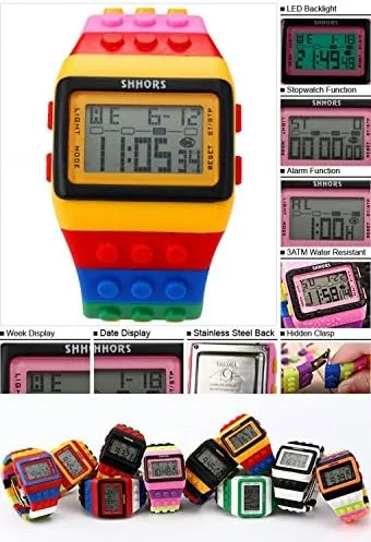 Vista 7 de LED Rainbow Creative LCD Deportes Silicona Correa Reloj de Pulsera Hombre Mujer Niños Grande LED091, Correa, Correa
