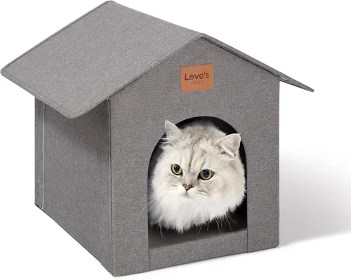Vista 8 de Love's cabin - Casa para gatos al aire libre resistente a la intemperie, aislada, para invierno, impermeable, para gatos de interior, refugio