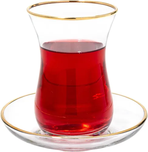 Vista 9 de Vikko Vasos y platillos de té turcos, tazas de té turco de 4 onzas, juego de 6 piezas