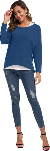 Vista 6 de UGET - Blusa informal para mujer, muy holgada, con mangas de murciélago