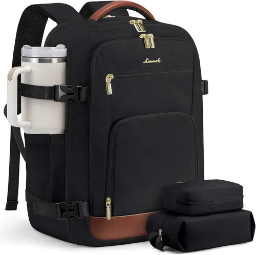 Vista 53 de LOVEVOOK Mochila de viaje para mujer y hombre, Beige, Mochilas de viaje