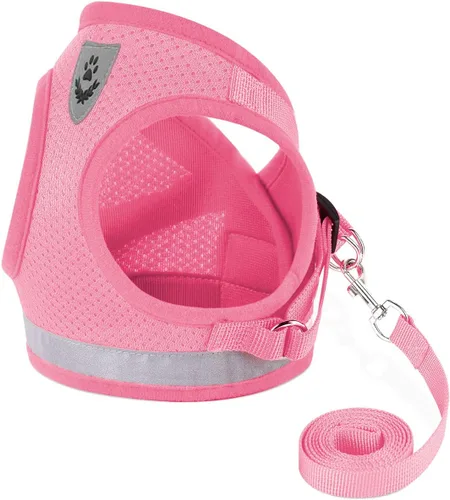 Vista 10 de Arneses para gatos y cachorros con conjunto de correas, arnés para gatos a prueba de escape, chaleco de malla suave reflectante ajustable apto