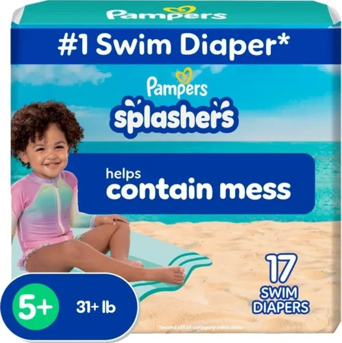 Vista 16 de Pampers Splashers - Pañales de natación, talla S, 20 unidades, pantalones de natación desechables para bebé sin huecos