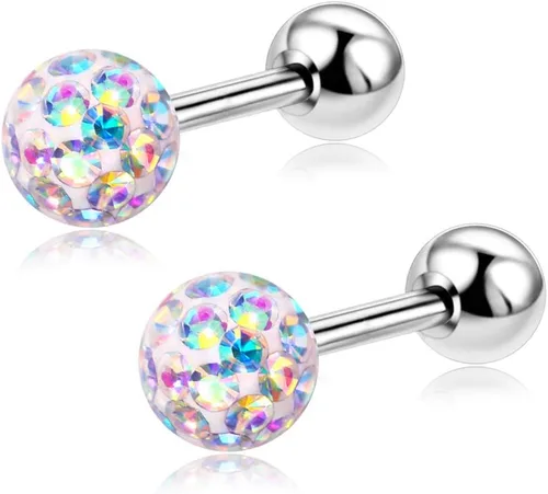 Vista 3 de Zhyaor Juego de aretes de tuerca calibre 20 para mujeres y niñas con orejas sensibles Rosca en la parte posterior, joyería del cartílago de Tragus