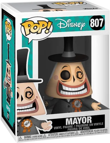 Vista 3 de POP Disney The Nightmare Before Christmas Mayor con megáfono Funko POP figura de vinilo con funda protectora compatible POP Box, multicolor, 3.75