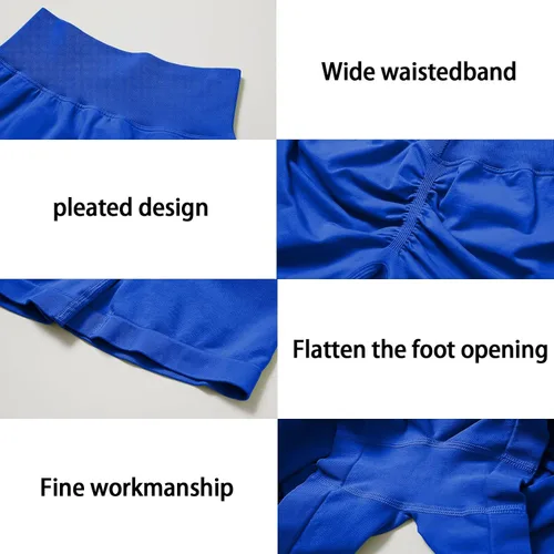 Vista 4 de Adisputent Pantalones cortos de gimnasio para mujer, sin costuras, con levantamiento de glúteos, pantalones cortos de entrenamiento para yoga