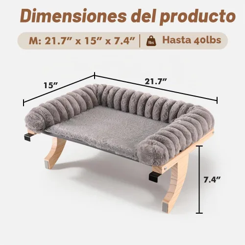 Vista 3 de Cloud-Soft - Percha para ventana de gato, diseño de cremallera Gris