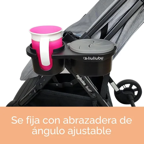Vista 6 de liuliuby Accesorio universal para bandeja de snacks para cochecito Accesorio para portavasos de cochecito, bandeja universal para snacks