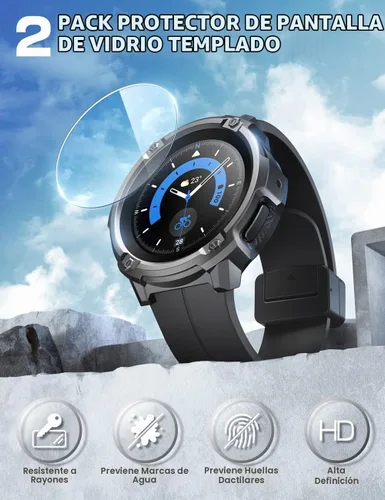 Vista 3 de SUPCASE Funda para Samsung Galaxy Watch 5 Pro con 2 protectores de pantalla Negro