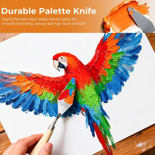 Vista 7 de Nicpro Juego de 26 pinceles de pintura, pinceles profesionales con cuchillo de paleta, pinceles de pintura para manualidades para pintura acrílica