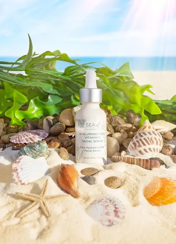 Vista 8 de Sea-el Suero facial con ácido hialurónico y vitamina C, hidratación reafirmante y resplandor, hidratante facial antienvejecimiento, cuidado diario