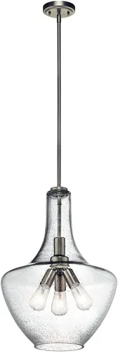 Vista 9 de Kichler Everly - Lámpara colgante de 11.25 pulgadas con 1 luz, diseño de vidrio fantasía transparente en níquel cepillado