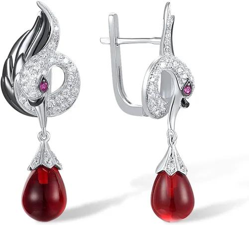Vista 2 de Santuzza Pendientes colgantes de plata de ley 925 con cristales para mujer