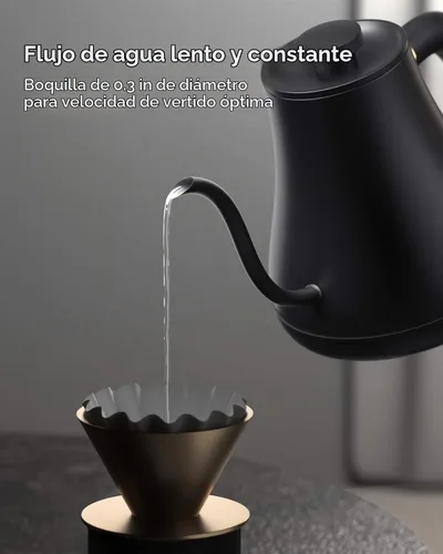 Vista 6 de Hervidor de cuello de cisne con control de temperatura, hervidor eléctrico para café y té, interior de acero 100% inoxidable, calentamiento rápido
