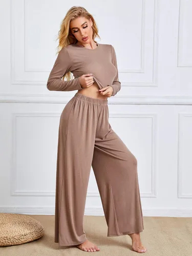 Vista 4 de Floerns - Pantalones de pijamas de manga larga para mujer